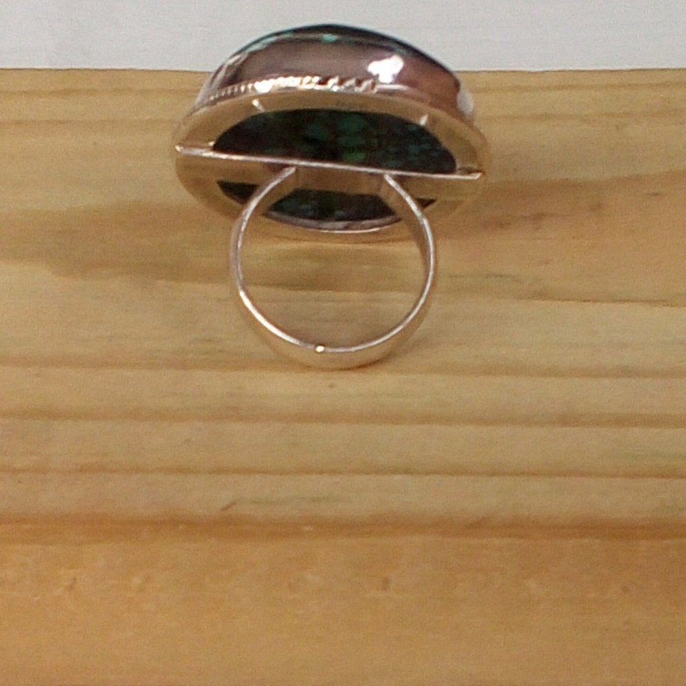 Sterling Silver Turquoise Oval Ring: Size (7) - Picture 4 of 12